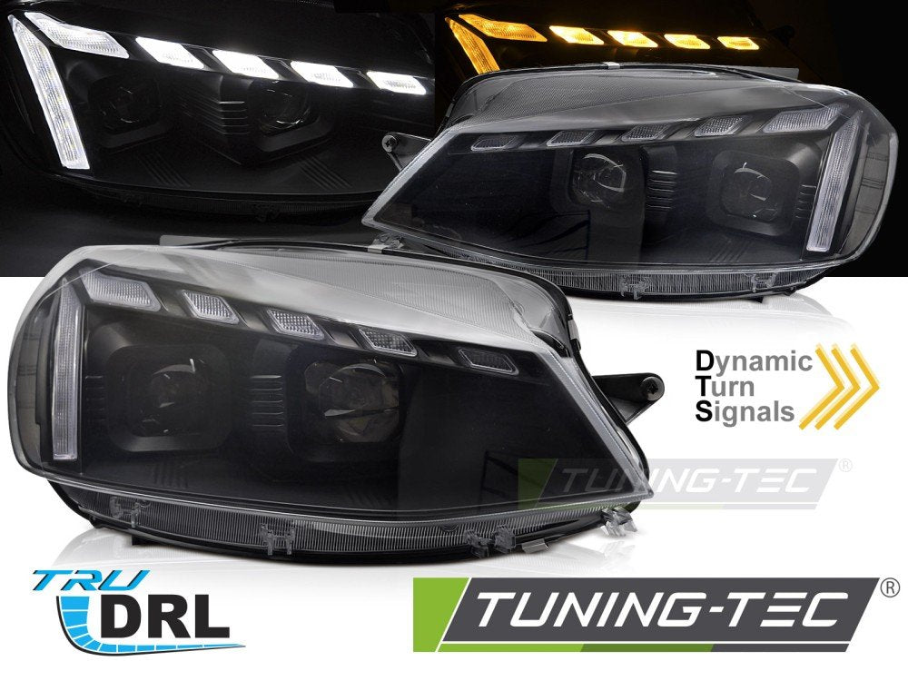 Faruri BLACK LED DRL SEQ W-W pentru VW GOLF 7 17-19 - LPVWW1