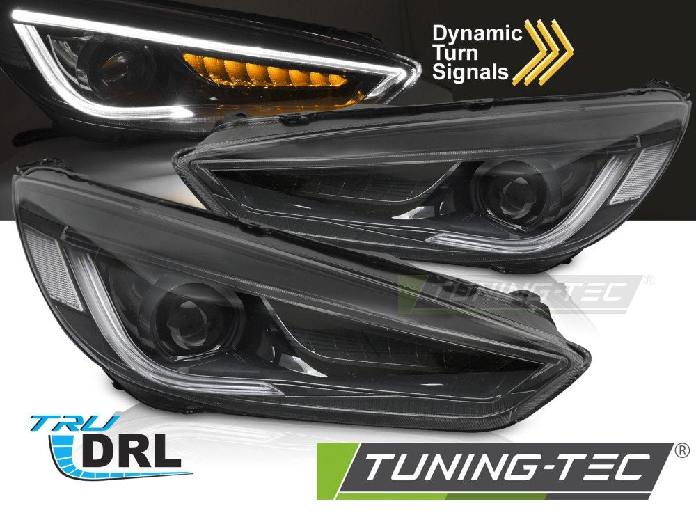 Faruri BLACK LED DRL pentru FORD FOCUS MK3 14-18 - LPFOA8