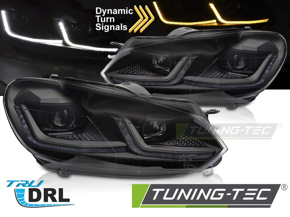 Faruri BLACK LED SEQ DRL pentru VW GOLF VI 08-12 - LPVWZ8