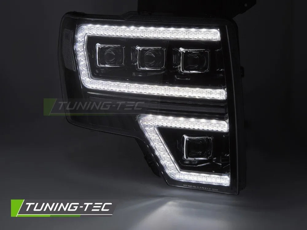 Faruri FULL LED BLACK DRL SEQ pentru FORD F150 MK12 08-14 - LPFOA2