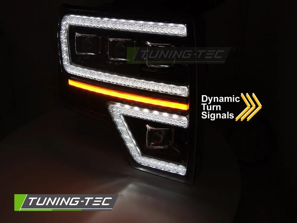 Faruri FULL LED BLACK DRL SEQ pentru FORD F150 MK12 08-14 - LPFOA2
