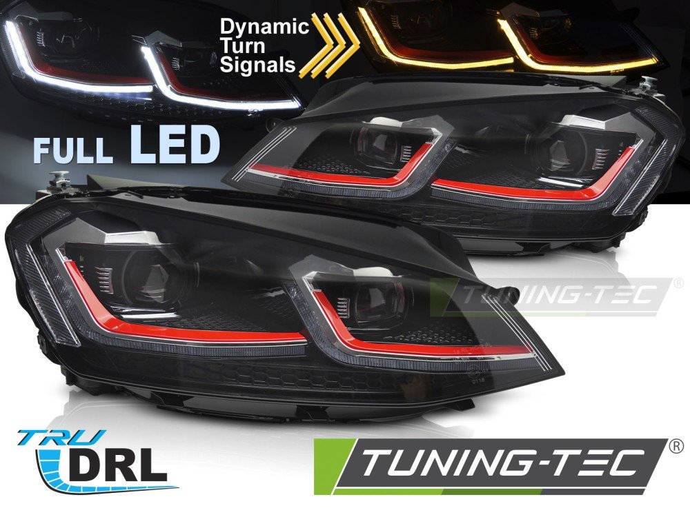 Faruri FULL LED RED SEQ DRL pentru VW GOLF VII 13-17 - LPVX08