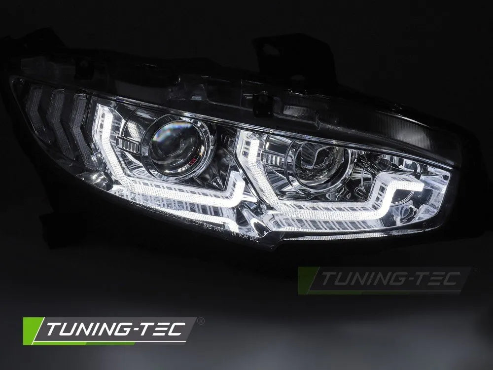 Faruri LED CHROME DRL SEQ pentru HONDA CIVIC X 16-21 - LPHO38