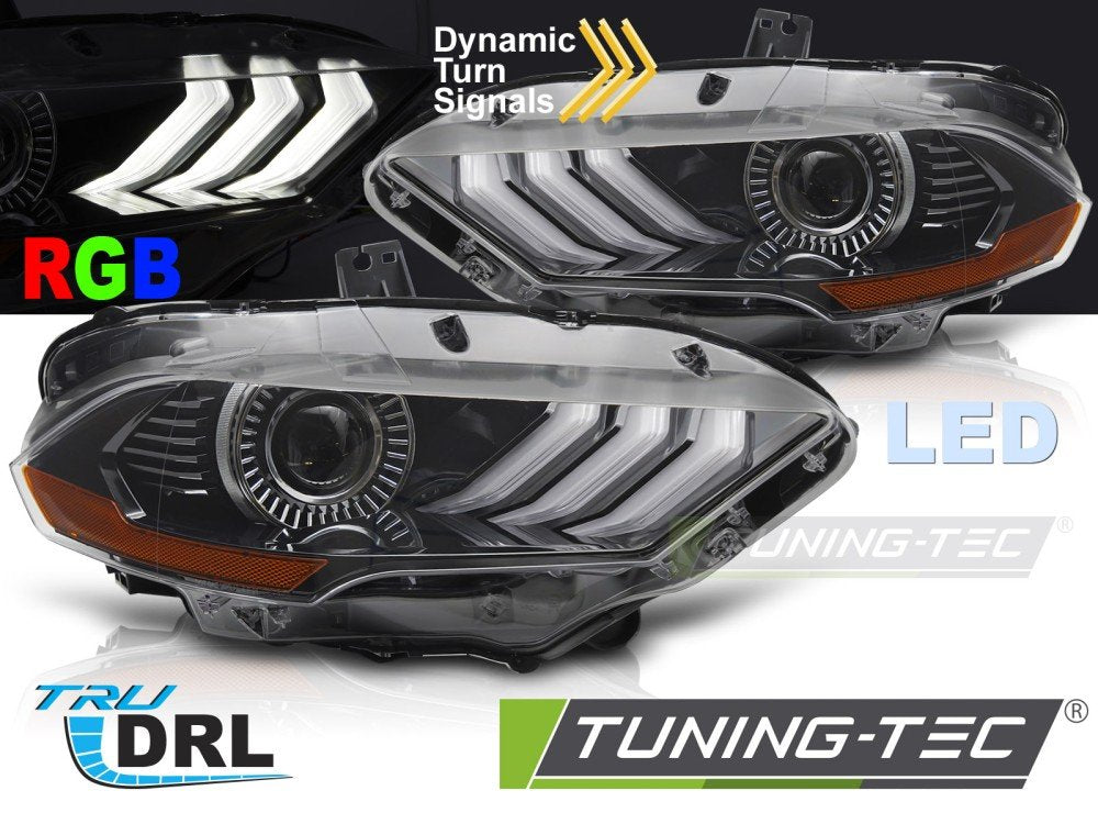 Faruri LED RGB DRL NEGRU pentru FORD MUSTANG 18-21 - LPFO96
