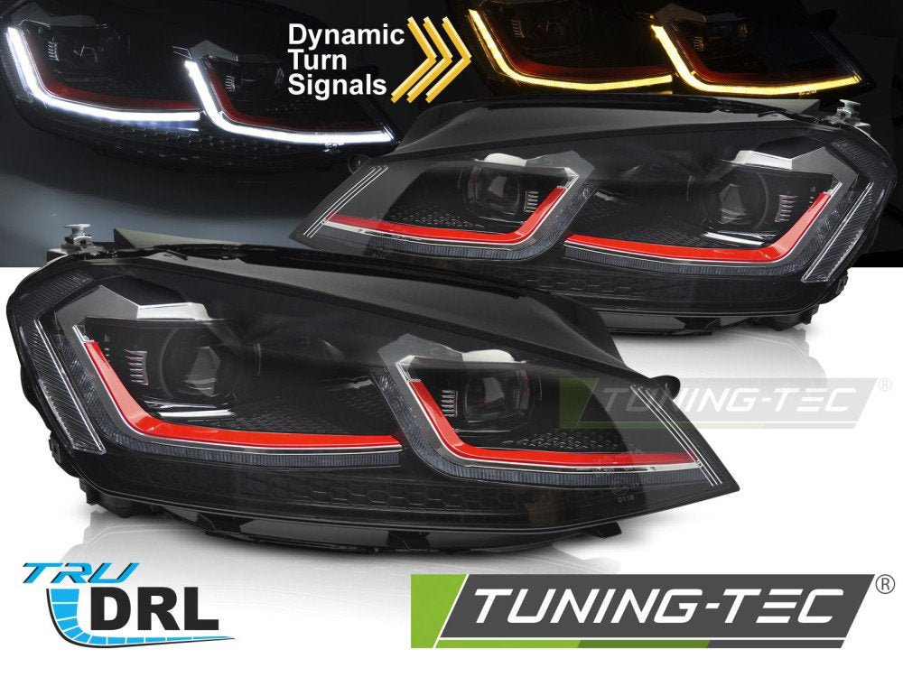 Faruri RED LED SEQ DRL pentru VW GOLF VII 13-17 - LPVX06