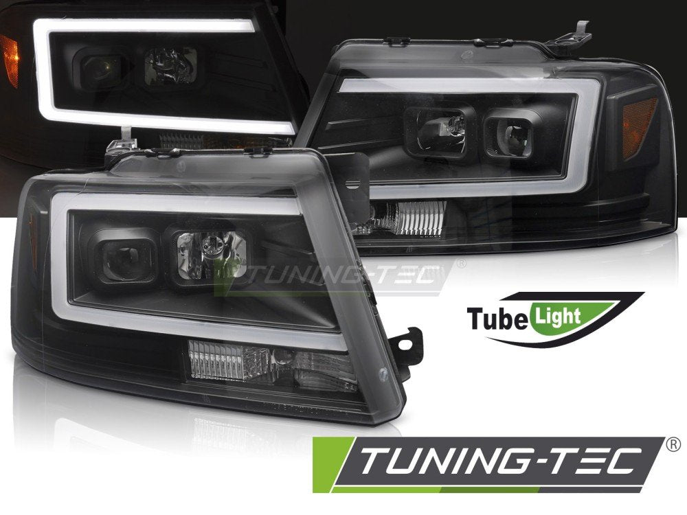Faruri TUBE LED BLACK pentru FORD F150 MK 11 04-08 - LPFOB0