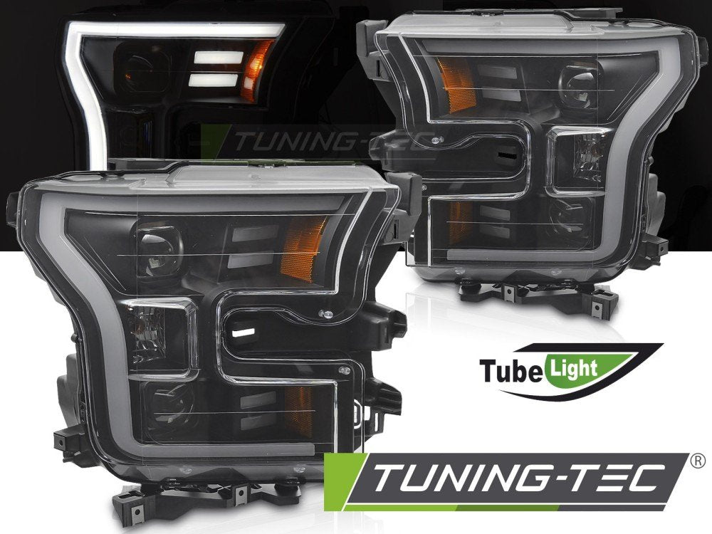 Faruri TUBE LIGHT BLACK pentru FORD F150 MK13 14-17 - LPFOB3