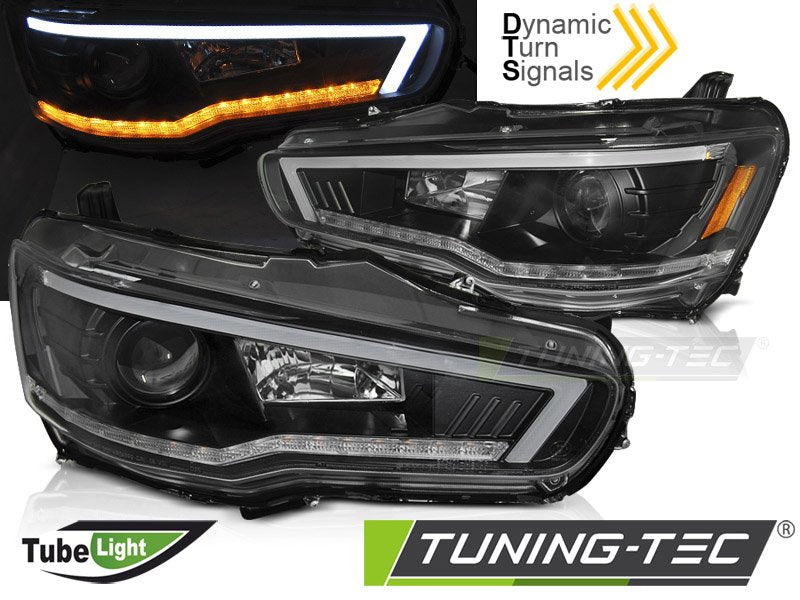 Faruri TUBE LIGHT BLACK pentru MITSUBISHI LANCER 8 08-16 - LPMI21