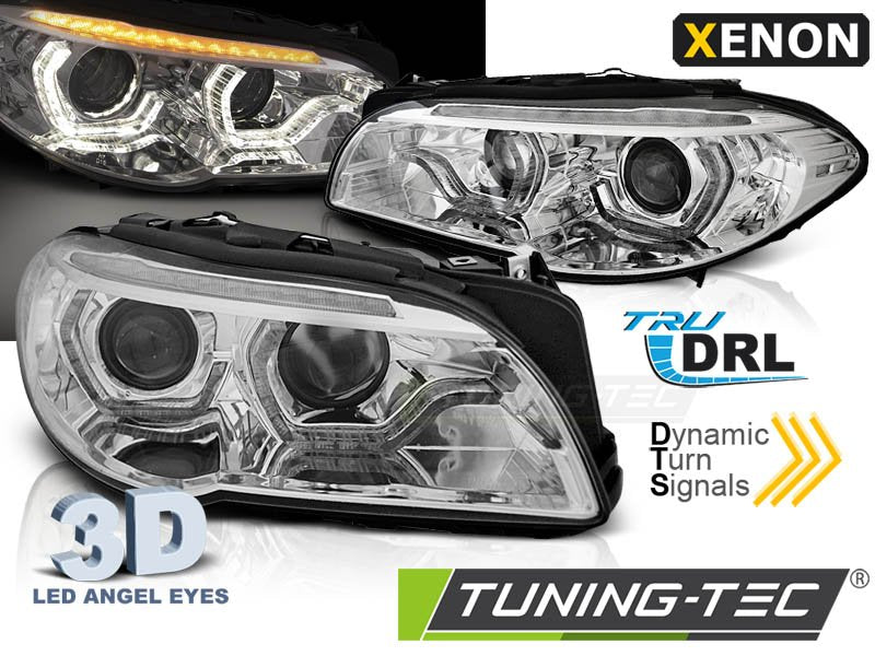 Faruri XENON ANGEL EYES LED DRL SEQ pentru BMW F10/F11 LCI 13-16 - LPBMO3