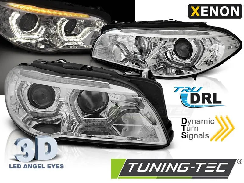 Faruri XENON LED ANGEL EYES DRL CHROME BMW F10/F11 10-13 - LPBMM3