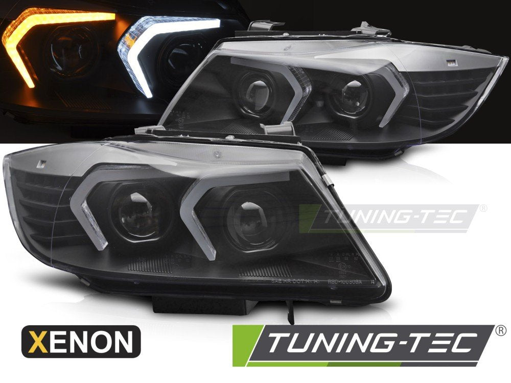 Faruri XENON LED BLACK pentru BMW E90/E91 LCI 09-11 - LPBMP6