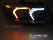 Faruri XENON LED BLACK pentru BMW E90/E91 LCI 09-11 - LPBMP6