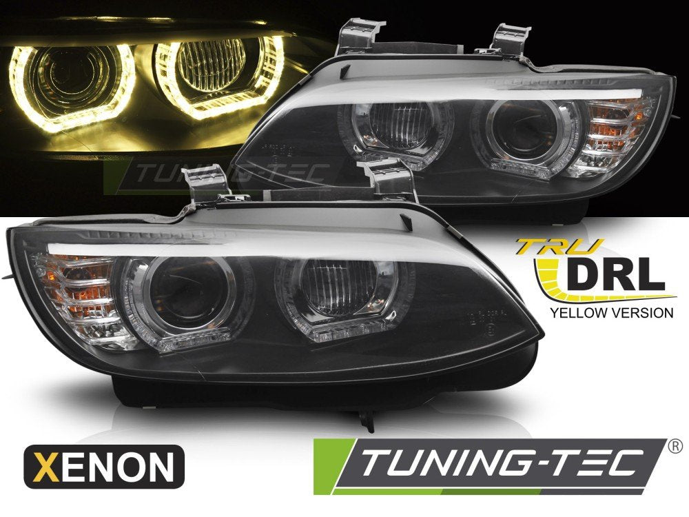 Faruri XENON YELLOW LED BLACK DRL pentru BMW E92 / E93 06-10 - LPBMS4