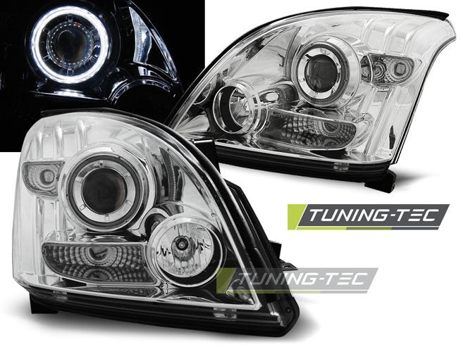 Faruri cu Angel Eyes CCFL Chrome Pentru Toyota Land Cruiser Tuning-Tec - LPTO17
