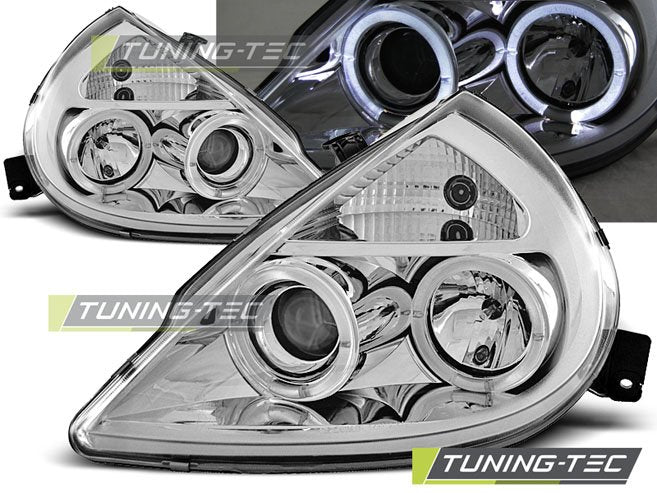 Faruri cu Angel Eyes Chrome pentru Ford Ka 11.96-08 Tuning-Tec - LPFO11