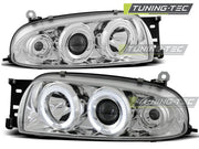 Faruri cu Angel Eyes Chrome pentru ford fiesta MK4 95-99 Tuning-Tec - LPFO07