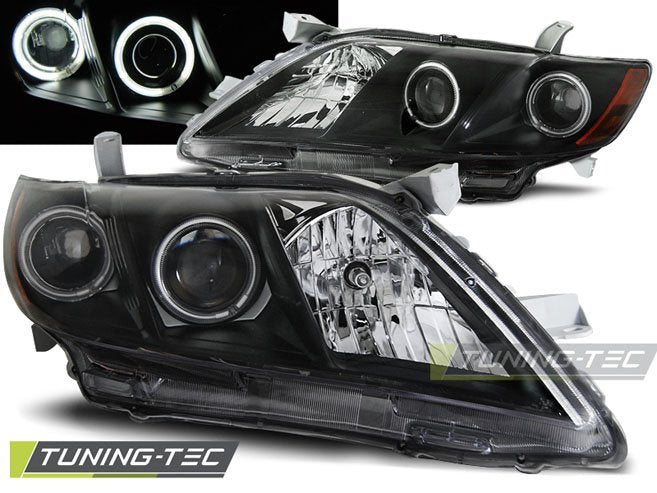 Faruri cu Angel Eyes Negri pentru Toyota Camry 6 xv40 06-09 Tuning-Tec - LPTO10