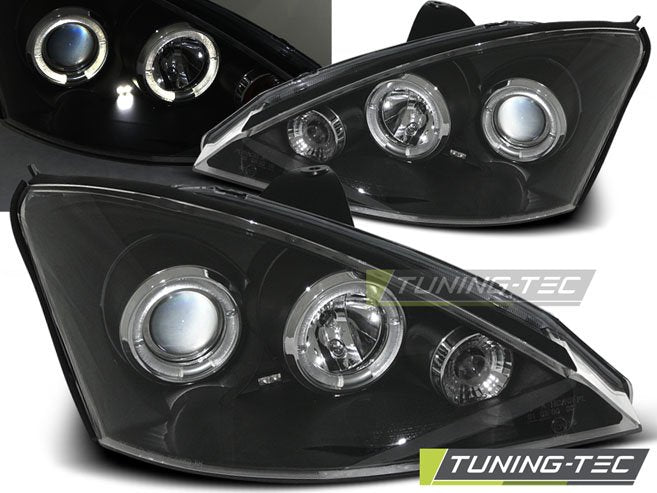 Faruri cu Angel Eyes Negru pentru Ford Focus 11.01-10.04 Tuning-Tec - LPFO02