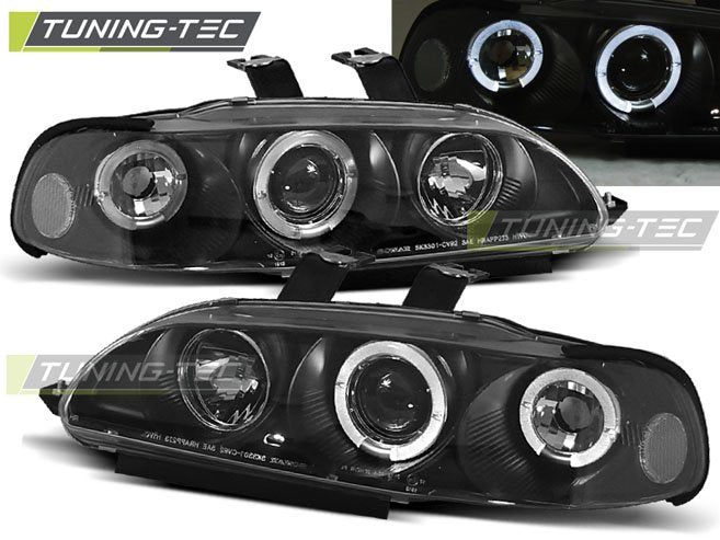 Faruri cu Angel Eyes Negru pentru Honda Civic 09.91-08.95 Tuning-Tec - LPHO02