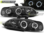 Faruri cu Angel Eyes Negru pentru Honda Civic 09.91-08.95 Tuning-Tec - LPHO02