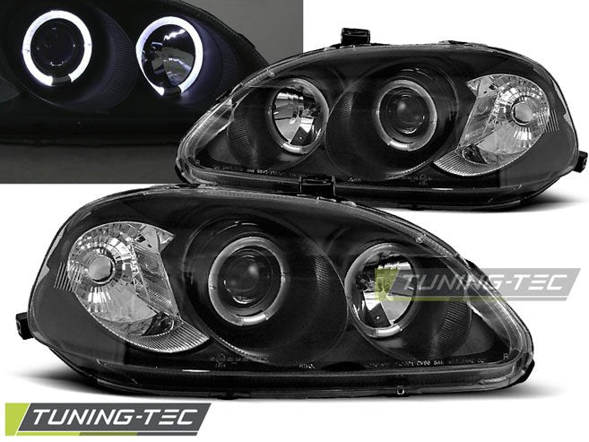 Faruri cu Angel Eyes Negru pentru Honda Civic 09.95-02.99 Tuning-Tec - LPHO05