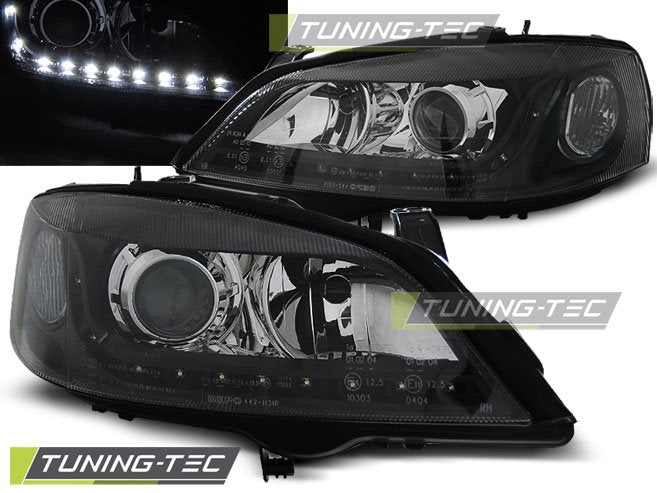 Faruri cu Daylight Negri pentru Opel Astra G 09.97-02.04 Tuning-Tec - LPOP82
