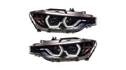 Faruri fata BMW Seria 3 F30 F31 cu DRL LED, negru - AM-HELBM0013