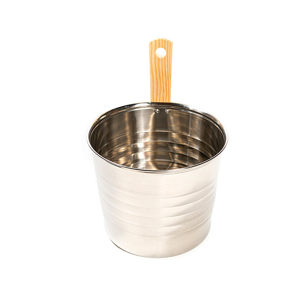 Galeata sauna Waincris Lux U-B073 5litri din inox si maner din lemn de pin