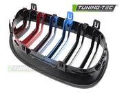 Grila GLOSSY BLACK TRI-COLOUR DOUBLE BAR pentru BMW E60 / E61 03-10 - GRBML8