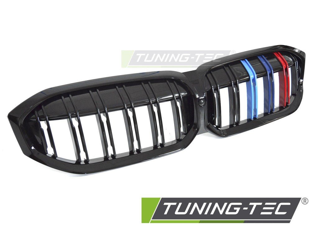Grila GLOSSY BLACK TRI-COLOUR DOUBLE BAR pentru BMW G20 / G21 LCI - GRBMK5