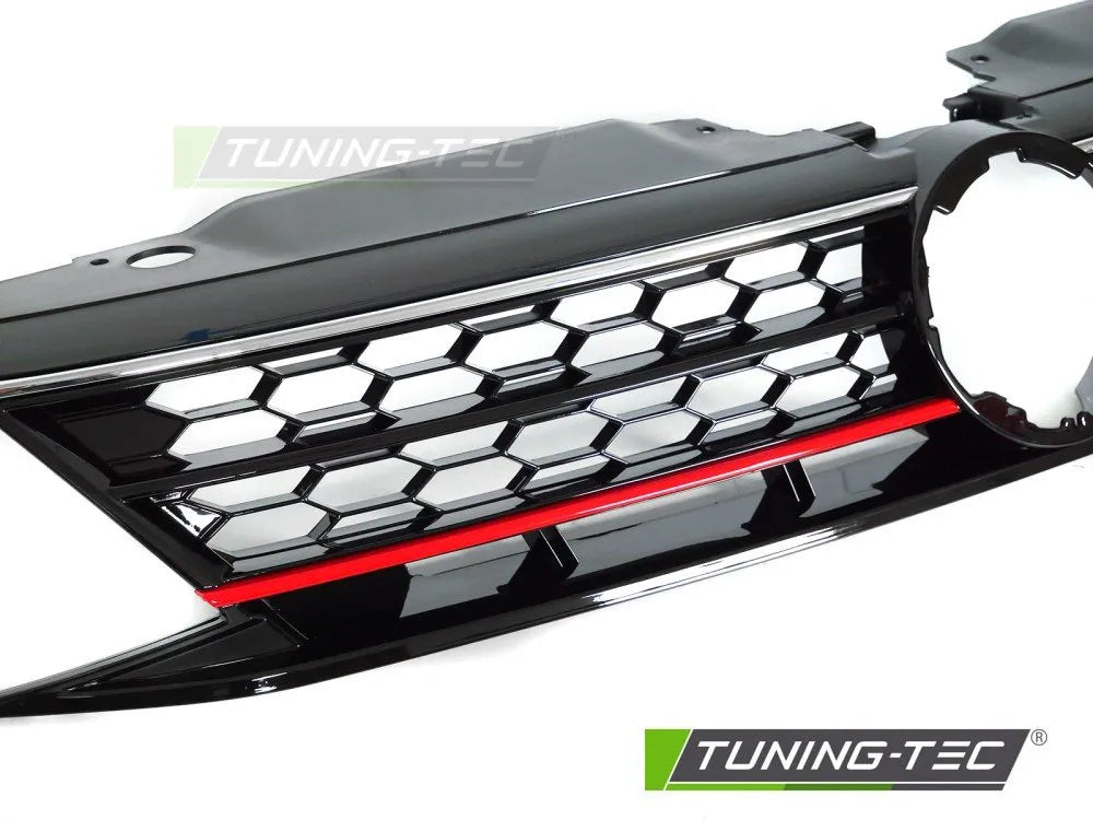 Grila SPORT STYLE GLOSSY BLACK/RED/CHROME pentru VW JETTA VI 14-18 - GRVW40