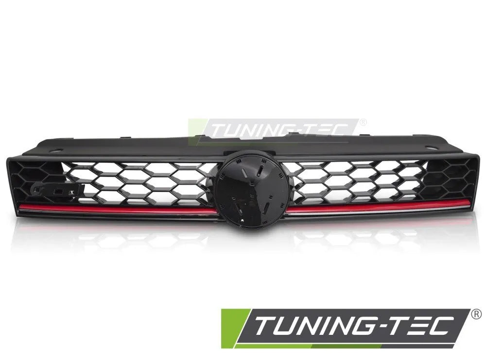 Grila SPORT STYLE Negru Lucios cu Linie Rosu pentru VW POLO 6R 09-17 - GRVW36