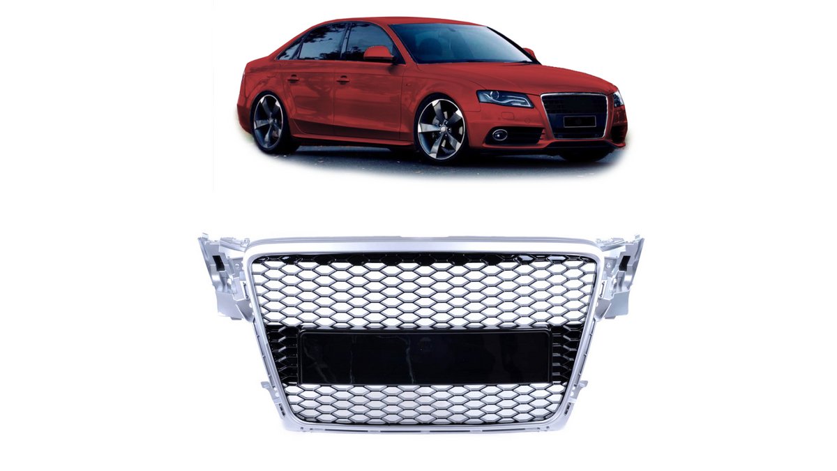 Grila fata Audi A4 B8 argintiu & negru lucios - AM-GRIAU0017
