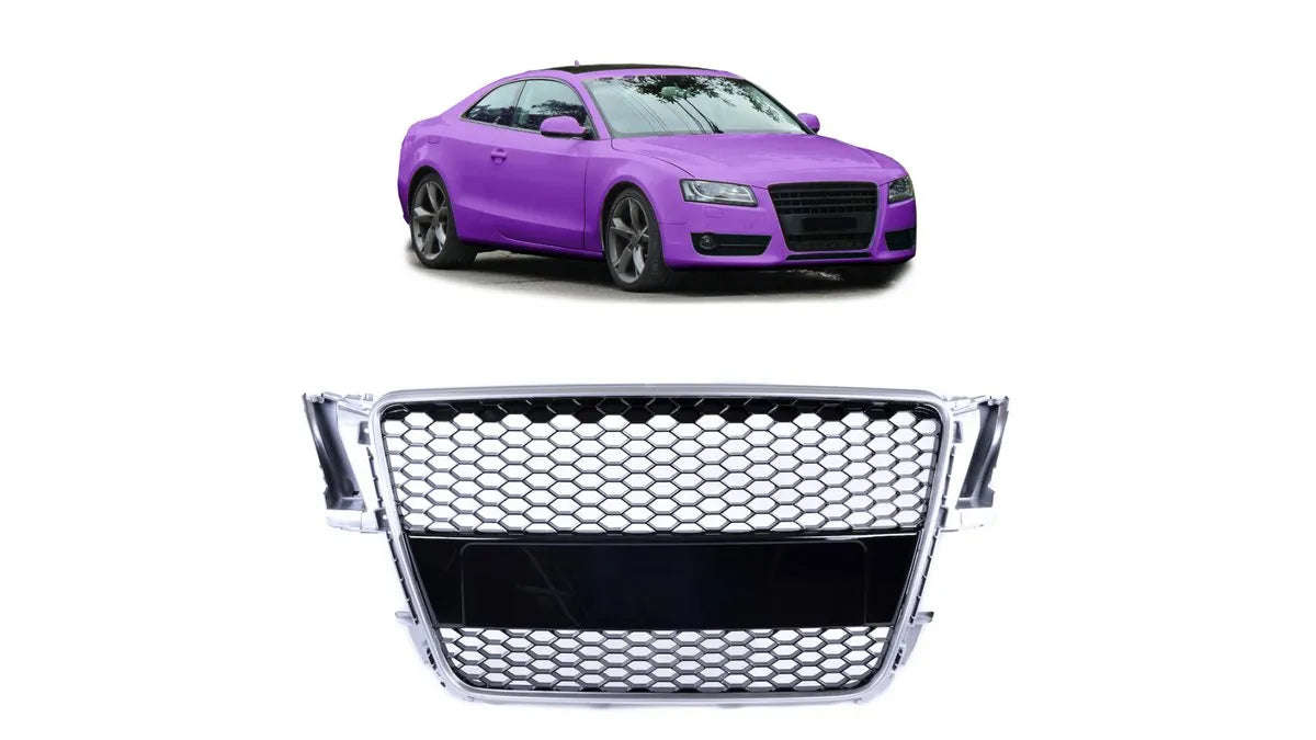 Grila radiator Audi A5 8T argintiu & negru lucios - AM-GRIAU0020