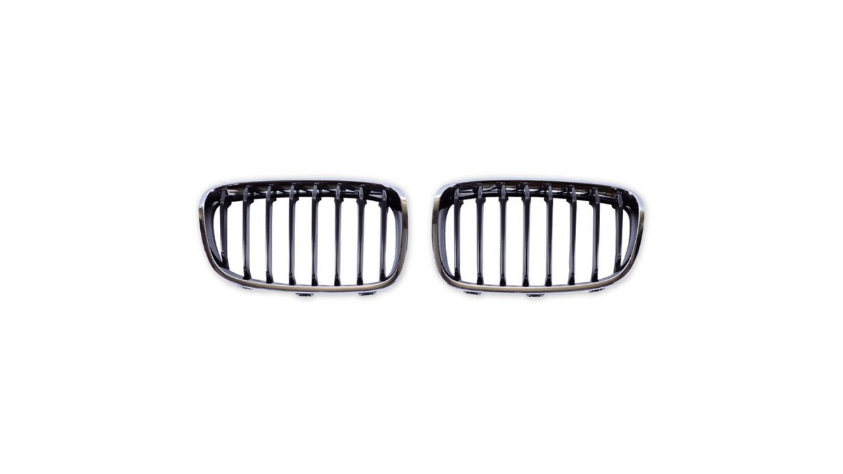 Grila radiator BMW Seria 1 F20 F21 Single Line crom negru - AM-GRIMB0270
