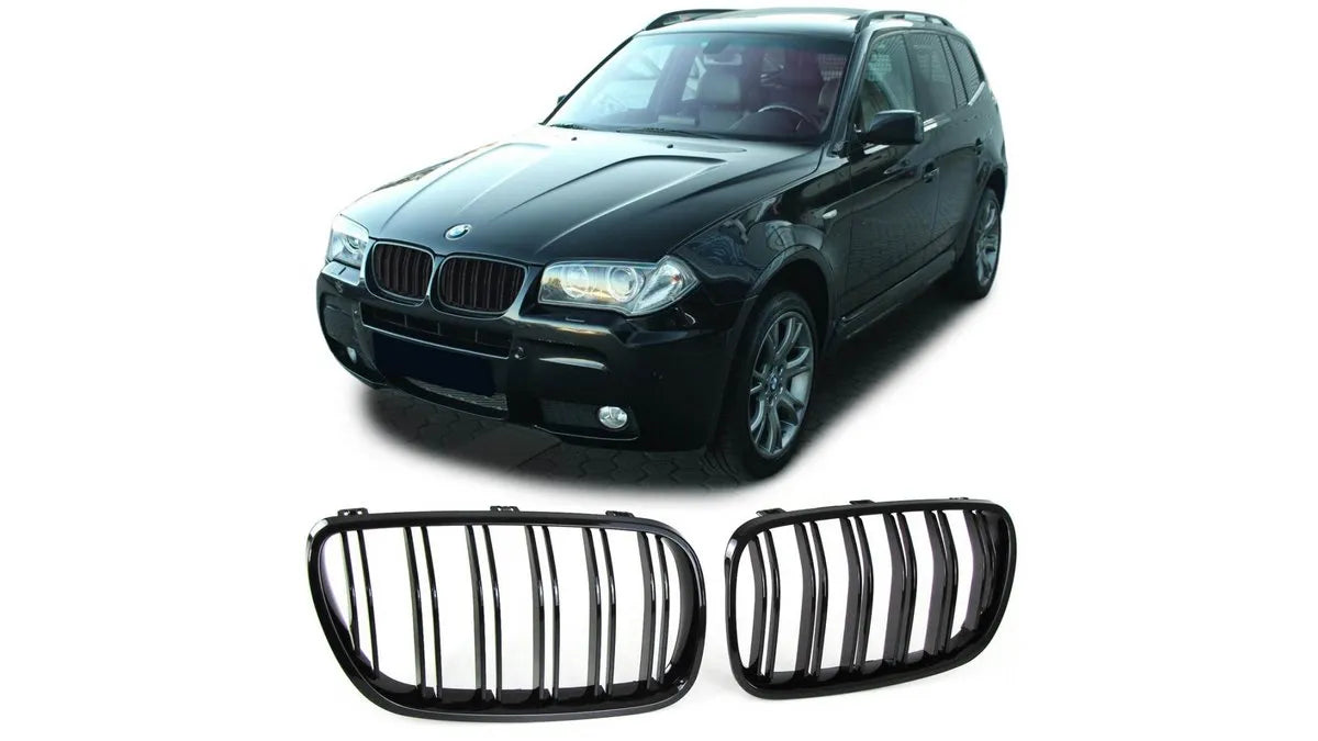 Grila sport dubla linie negru lucios pentru BMW X3 E83 Facelift 2006-2010 (defect) - OT-0094