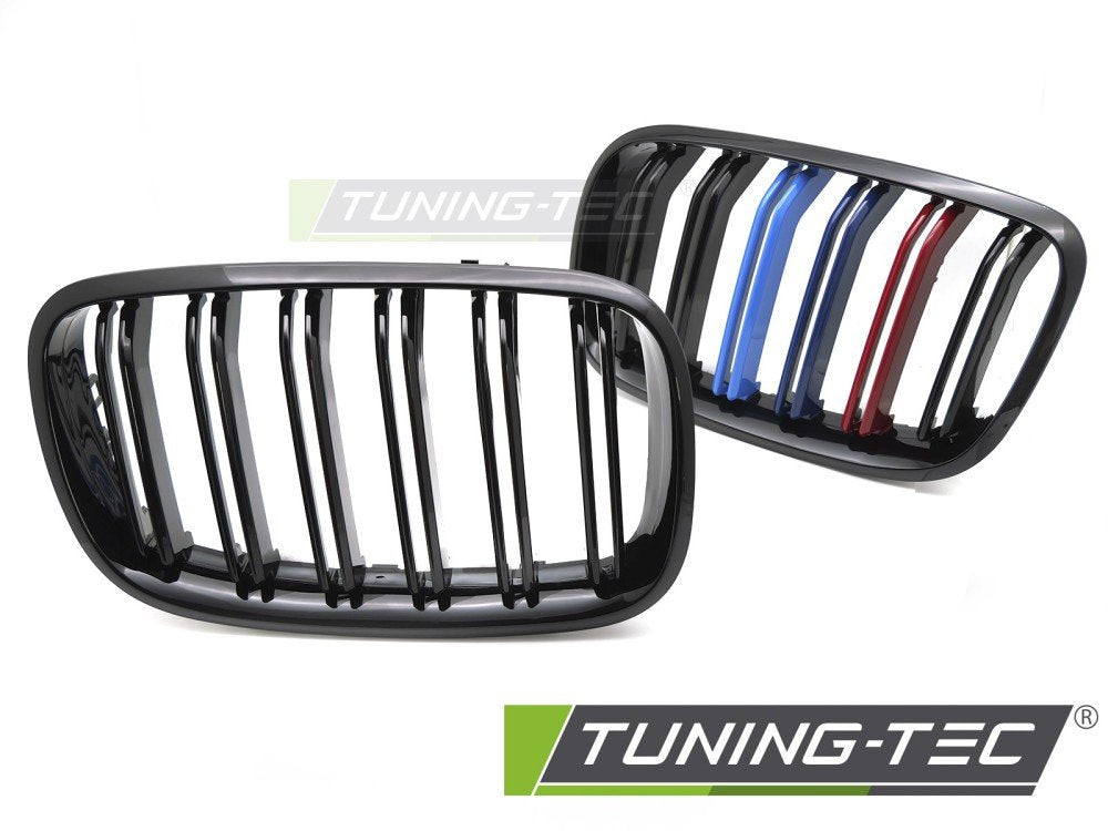 Grile GLOSSY BLACK TRI-COLOUR DOUBLE BAR pentru BMW X5 E70 07-13 - GRBMO5