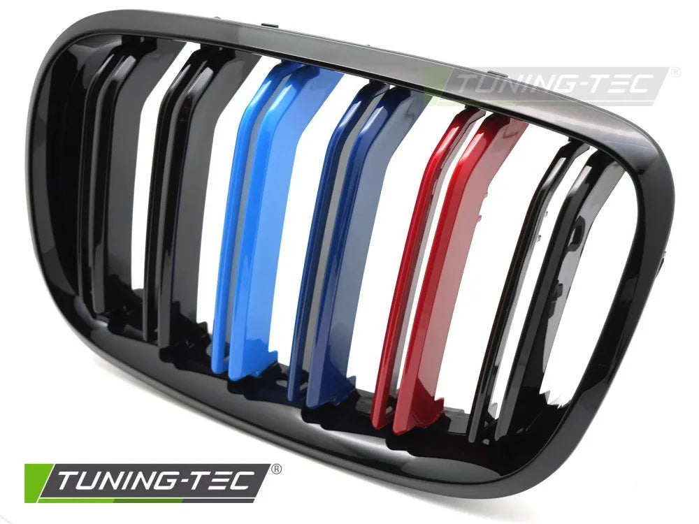Grile GLOSSY BLACK TRI-COLOUR DOUBLE BAR pentru BMW X5 E70 07-13 - GRBMO5
