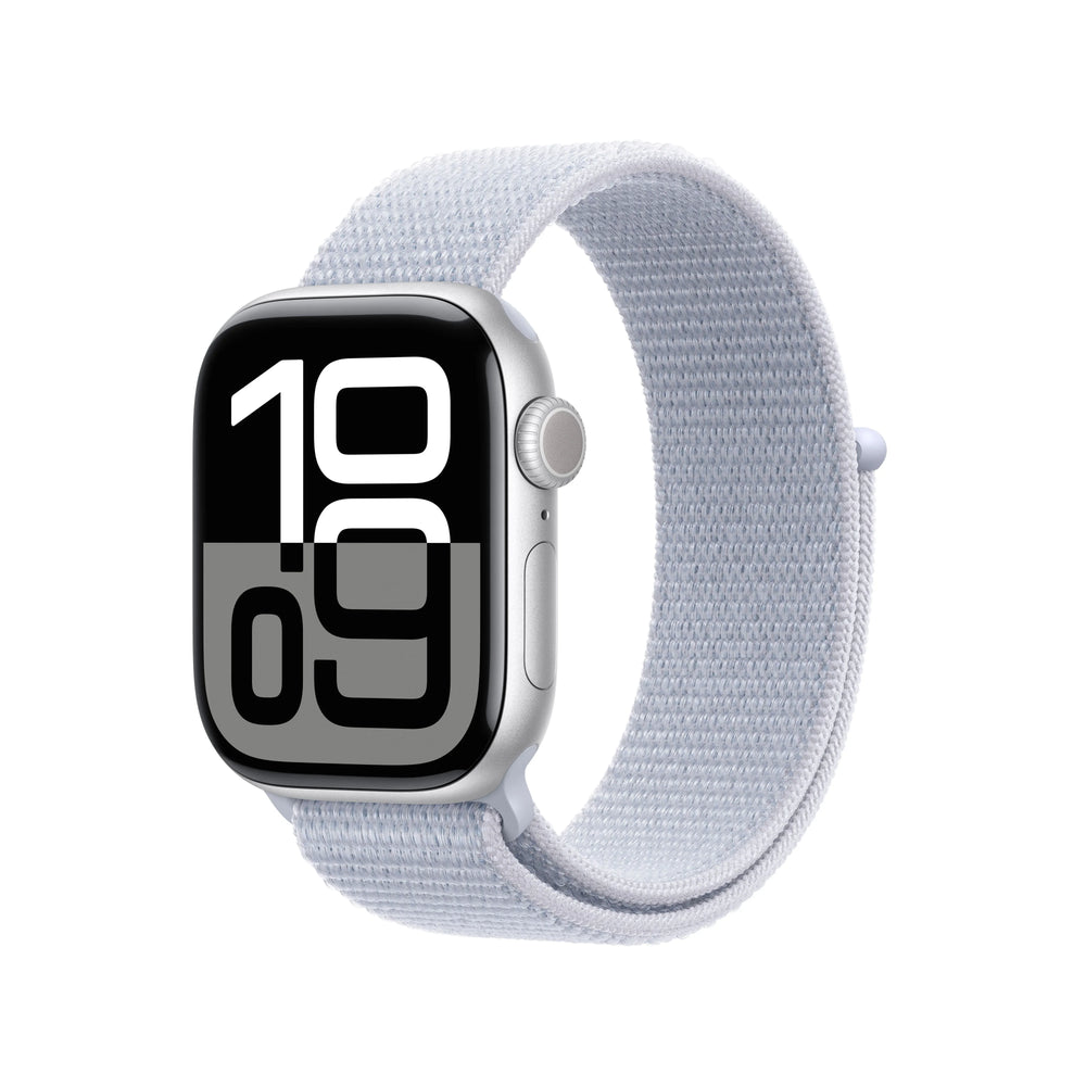 Cumpara Apple Watch Series 10 GPS, 42mm Silver Aluminium Case, Blue Cloud Sport Loop de la Mesterul Minune
