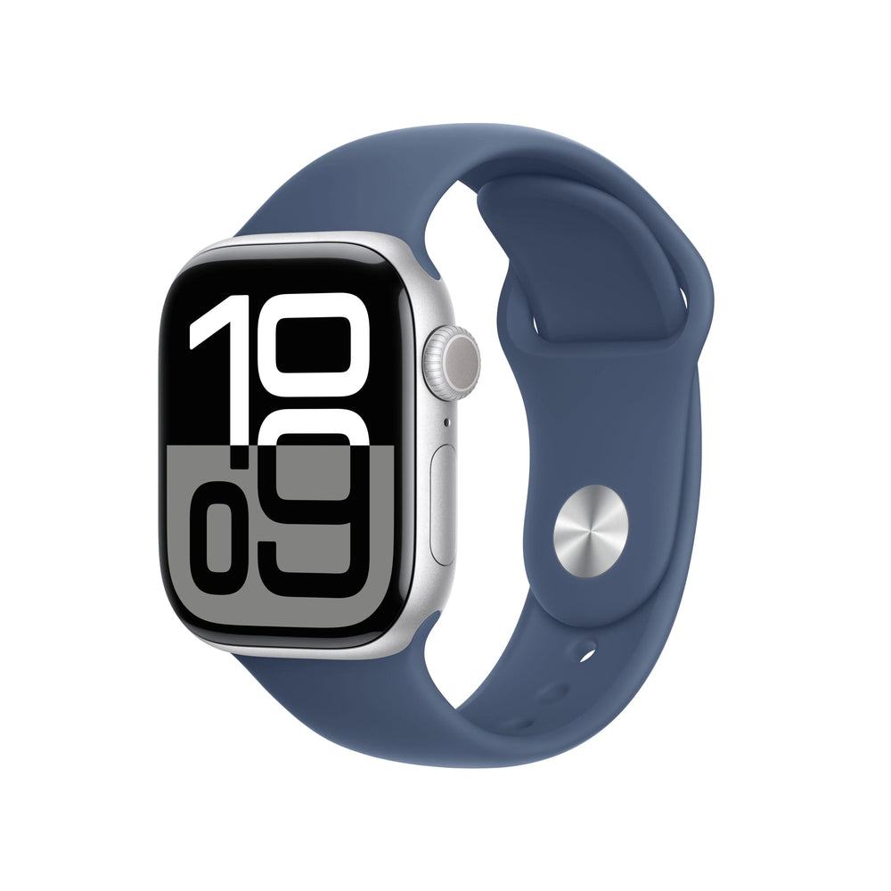 Cumpara Apple Watch Series 10 GPS + Cellular, 42mm Silver Aluminium Case, Denim Sport Band - M/L de la Mesterul Minune