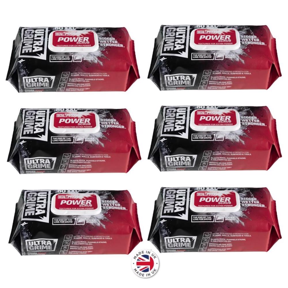 Set 6 pachete de servetele umede PowerScrub, UltraGrime 5920, 38 cm x 25 cm, 480 de bucati