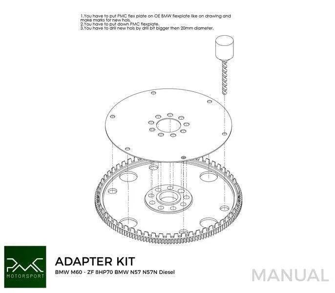 Kit adaptor BMW V8 M60 M62 pentru cutie automata ZF 8HP70 BMW N57 N57N Diesel - PM-ZK-031