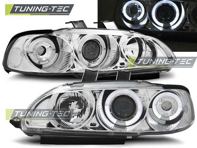 Faruri cu Angel Eyes Chrom pentru Honda Civic 09.91-08.95 2D Tuning-Tec - LPHO01