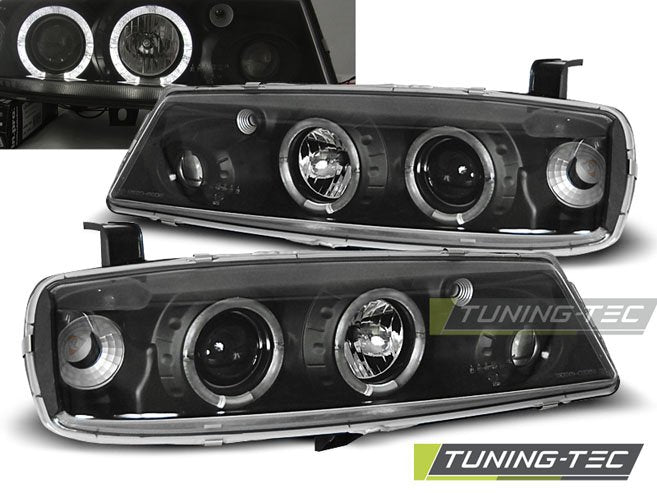 Faruri cu Angel Eyes Negri pentru Opel Calibra 08.90-06.97 Tuning-Tec - LPOP07