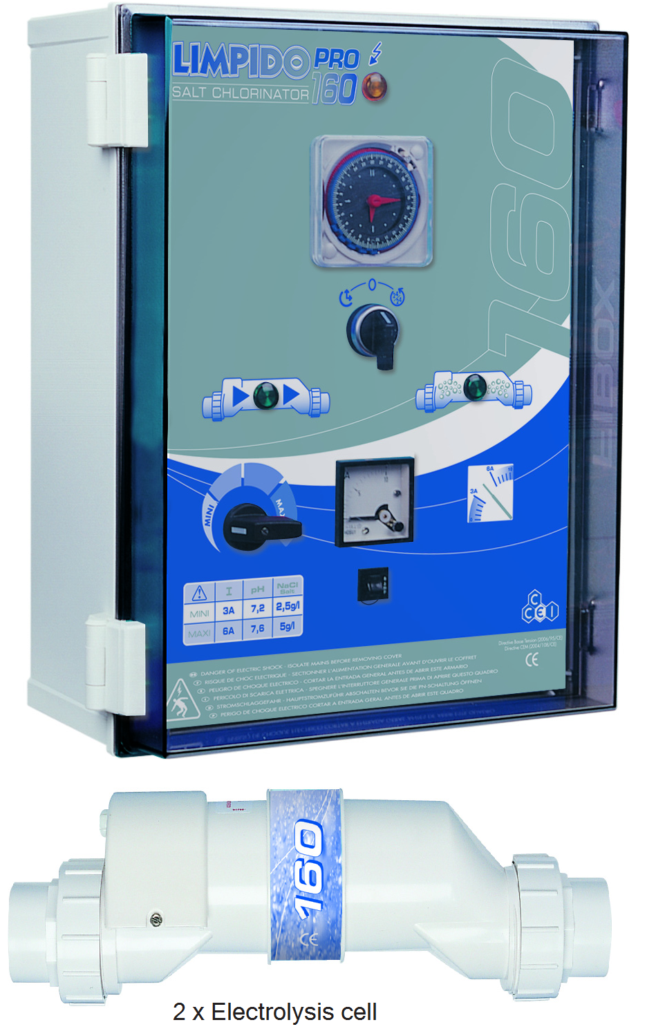 Electrolizor de sare LIMPIDO PRO 320 pentru piscine cu volum 160mc - 320mc