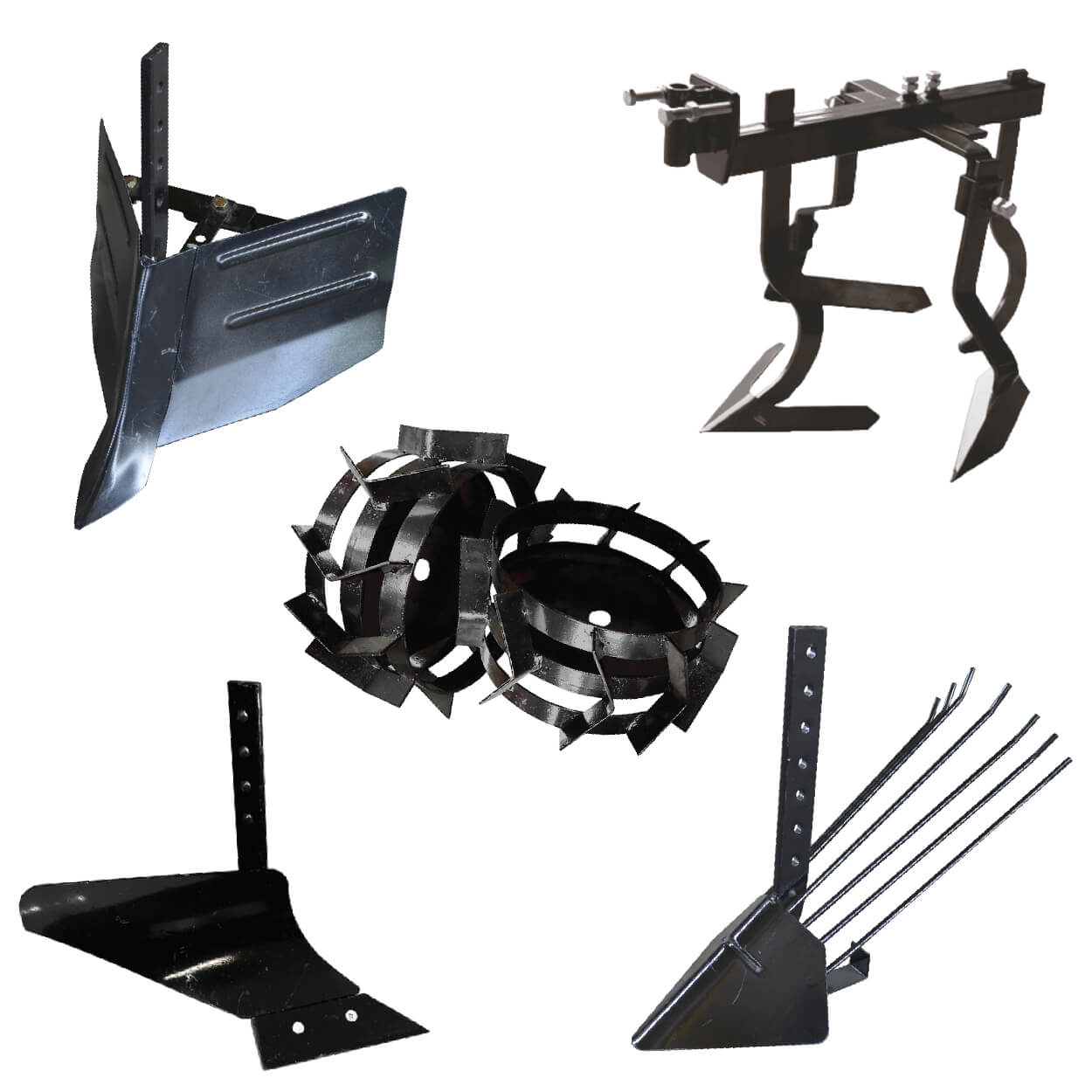 Cumpara Pachet Accesorii Plug Arat + Plug Bilonat + Plug Cartofi + Cultivator + Roti metalice 4.00-8  (tija Scurta,fara Tub Hexagonal) de la Mesterul Minune