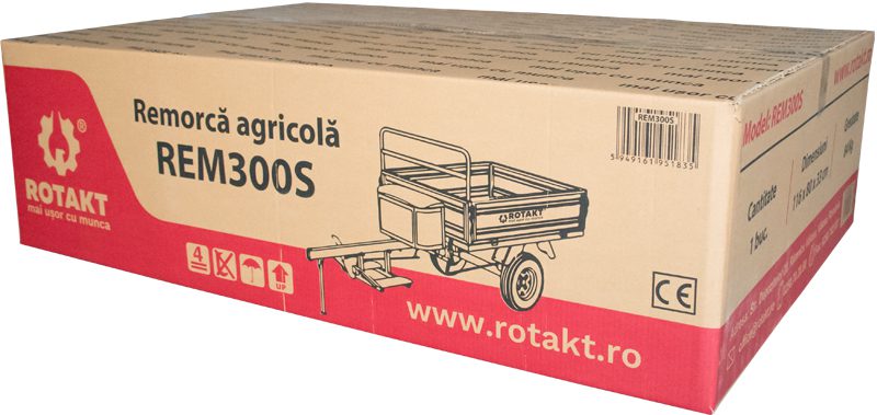 Cumpara REM300S Remorca agricola capacitate incarcare 300 Kg, roti  4.00-8 de la Mesterul Minune