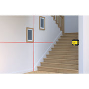 Stanley STHT77498-1, nivela laser cubix cu linie in cruce, lumina rosie, auto-nivelare, prindere cu clema, QuickLink, raza actiune 12m, include 2 baterii AA, clema si husa