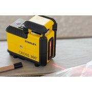 Stanley STHT77640-1, nivela laser cross 360 grade, cu linie in cruce, lumina rosie, prindere trepied, Quicklink, raza actiune 20m, include 4 baterii AA, trepied si husa