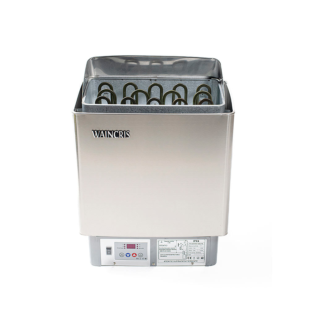 Soba inox sauna privata, incalzitor electric sauna Waincris Elite 8kW cu panou de comanda incorporat